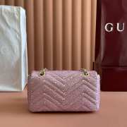 Uubags Gucci GG Marmont crystals small bag light pink matelassé chevron nubuck leather with crystals 22x12.5x6cm - 4