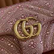 Uubags Gucci GG Marmont crystals small bag light pink matelassé chevron nubuck leather with crystals 22x12.5x6cm - 3