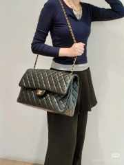 Uubags Chanel maxi classic flap bag in black with gold hardware 38cm - 6