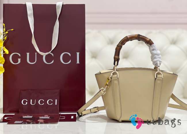 Uubags Gucci Mini Bamboo Top Handle Tote Bag In Natural 27x14x11.5cm - 1