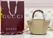 Uubags Gucci Mini Bamboo Top Handle Tote Bag In Natural 27x14x11.5cm - 1