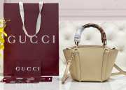 Uubags Gucci Mini Bamboo Top Handle Tote Bag In Natural 27x14x11.5cm - 5