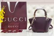 Uubags Gucci Mini Bamboo Top Handle Tote Bag In Burgundy 27x14x11.5cm - 1