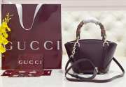 Uubags Gucci Mini Bamboo Top Handle Tote Bag In Burgundy 27x14x11.5cm - 4