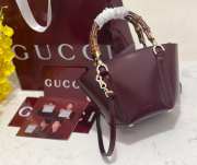 Uubags Gucci Mini Bamboo Top Handle Tote Bag In Burgundy 27x14x11.5cm - 2