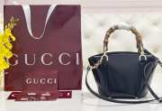 Uubags Gucci Mini Bamboo Top Handle Tote Bag In Black 27x14x11.5cm - 2