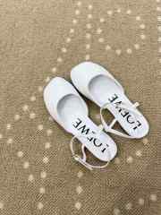 Uubags Loewe Toy Ballerinas with Ankle Strap in White Lambskin - 3