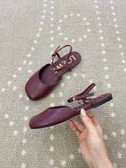 Uubags Loewe Toy Ballerinas with Ankle Strap in Burgundy Lambskin - 4