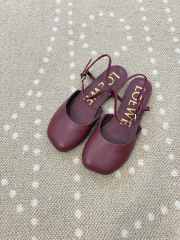 Uubags Loewe Toy Ballerinas with Ankle Strap in Burgundy Lambskin - 3