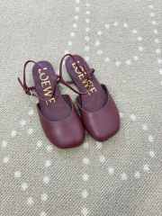 Uubags Loewe Toy Ballerinas with Ankle Strap in Burgundy Lambskin - 1