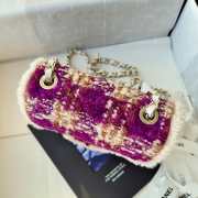 Uubags Chanel Small Flap Bag Tweed, Sheepskin & Gold-tone Metal In Fuchsia, Pink, Beige & Brown 20cm - 5