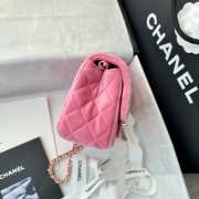 Uubags Chanel mini flap bag, velvet, diamanté & gold-tone metal, pink 18cm - 6
