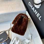 Uubags Chanel mini flap bag, velvet, diamanté & gold-tone metal, dark brown 18cm - 5