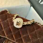 Uubags Chanel mini flap bag, velvet, diamanté & gold-tone metal, dark brown 18cm - 2