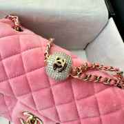 Uubags Chanel mini flap bag, velvet, diamanté & gold-tone metal, pink 20cm - 6