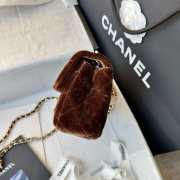 Uubags Chanel mini flap bag, velvet, diamanté & gold-tone metal, dark brown 20cm - 4