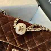 Uubags Chanel mini flap bag, velvet, diamanté & gold-tone metal, dark brown 20cm - 2