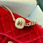 Uubags Chanel mini flap bag, velvet, diamanté & gold-tone metal, red 20cm - 2