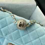 Uubags Chanel mini flap bag, velvet, diamanté & gold-tone metal, light blue 20cm - 5