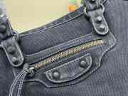 Uubags Balenciaga Le City Black Denim Bag with Aged Silver Hardware 30cm - 2