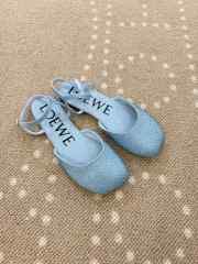 Uubags Loewe Toy ankle strap ballerina in rhinestone-embellished blue suede - 6