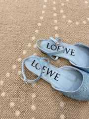 Uubags Loewe Toy ankle strap ballerina in rhinestone-embellished blue suede - 2