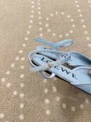 Uubags Loewe Toy ankle strap ballerina in rhinestone-embellished blue suede - 4