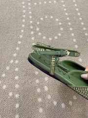 Uubags Loewe Toy ankle strap ballerina in rhinestone-embellished green suede - 6