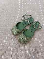 Uubags Loewe Toy ankle strap ballerina in rhinestone-embellished green suede - 5