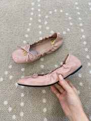 Uubags Valentino Garavani VLogo Signature Ruched Slip-On Ballerina Pink  - 6