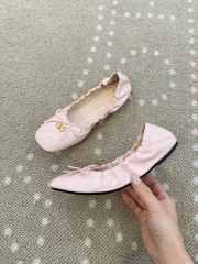 Uubags Valentino Garavani VLogo Signature Ruched Slip-On Ballerina Light Pink - 5