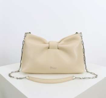 Uubags Small Dior Bow Bag Light Cream Lambskin 26x16x10cm