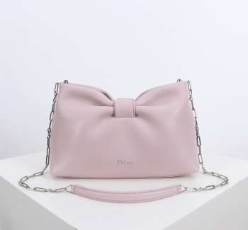 Uubags Small Dior Bow Bag Rose Songe Lambskin 26x16x10cm