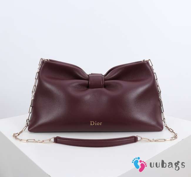 Uubags Medium Dior Bow Bag Burgundy Lambskin 30x17.5x12cm - 1