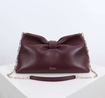 Uubags Medium Dior Bow Bag Burgundy Lambskin 30x17.5x12cm