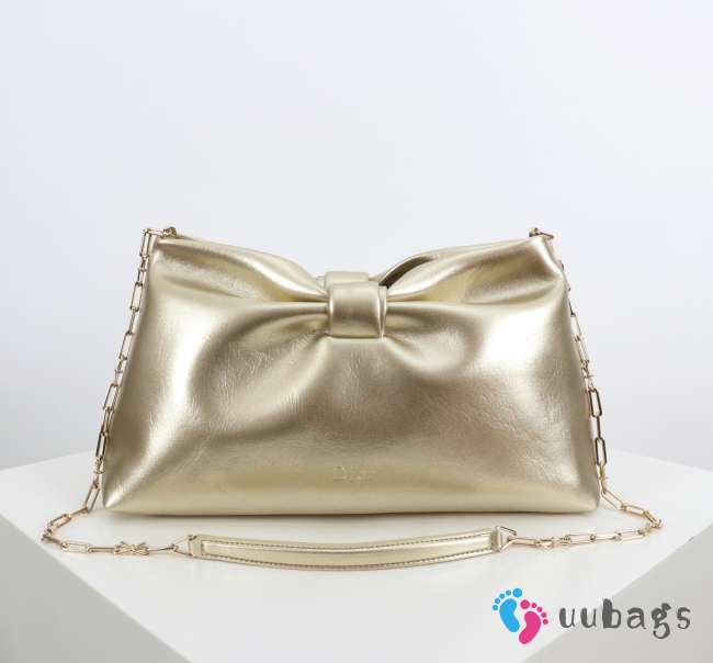 Uubags Dior Or Medium Dior Bow Bag Gold-Tone Laminated Lambskin 30x17.5x12cm - 1