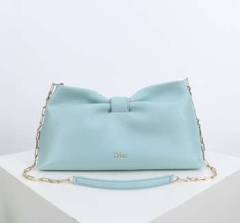 Uubags Medium Dior Bow Bag Blue Lambskin 30x17.5x12cm