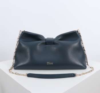 Uubags Medium Dior Bow Bag Navy Blue Lambskin 30x17.5x12cm