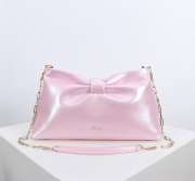 Uubags Medium Dior Bow Bag Pink Glossy Calfskin Leather 30x17.5x12cm - 1