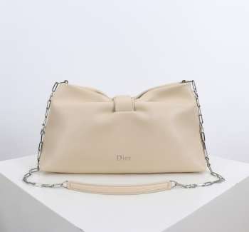 Uubags Medium Dior Bow Bag Light Cream Lambskin 30x17.5x12cm