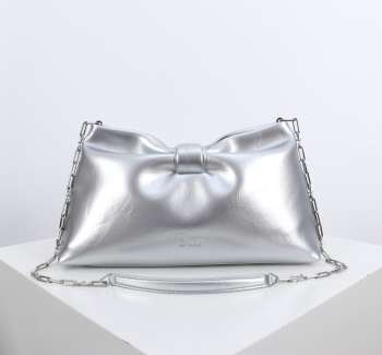 Uubags Dior Or Medium Dior Bow Bag Silver-Tone Laminated Lambskin 30x17.5x12cm
