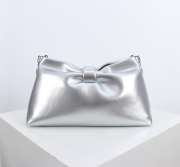 Uubags Dior Or Medium Dior Bow Bag Silver-Tone Laminated Lambskin 30x17.5x12cm - 6