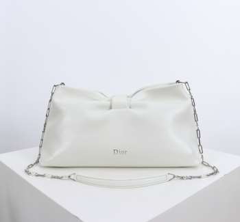 Uubags Medium Dior Bow Bag White Lambskin 30x17.5x12cm