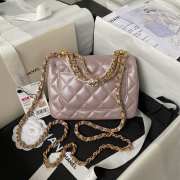 Uubags Chanel Mini Flap Bag AS4385 in pink quilted lambskin with gold-tone hardware 12.5x17x5cm - 5