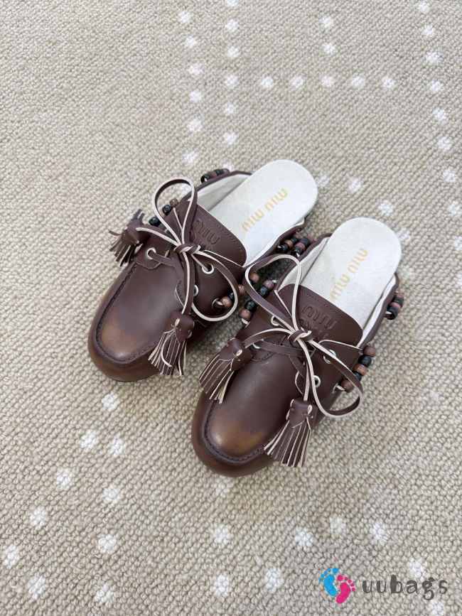 Uubags Miu Miu calfskin leather mules in dark brown - 1