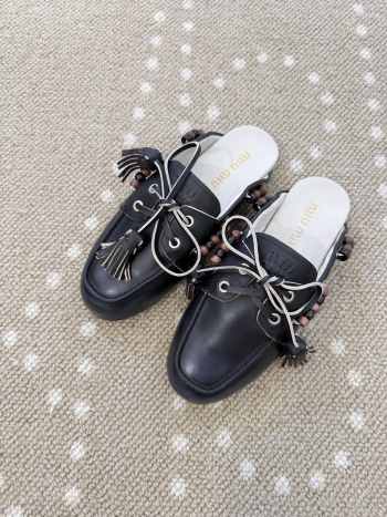 Uubags Miu Miu calfskin leather mules in black