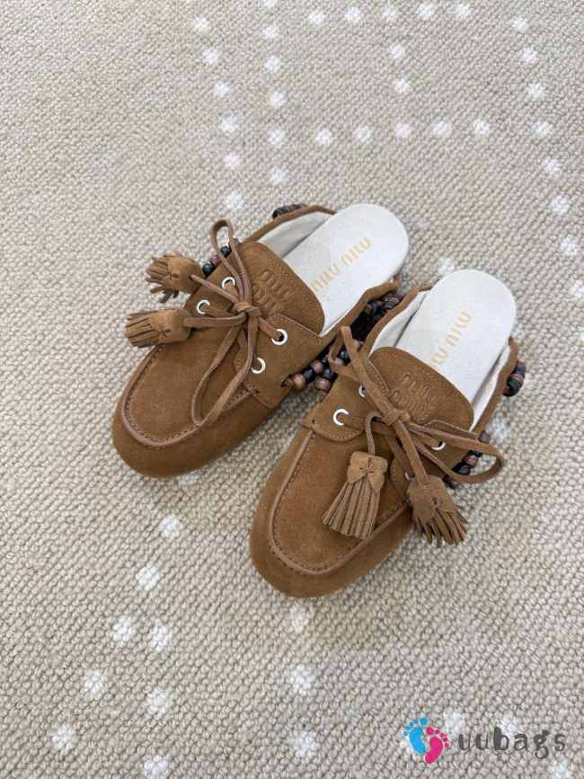 Uubags Miu Miu suede leather mules in brown - 1