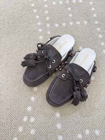 Uubags Miu Miu suede leather mules in cacao