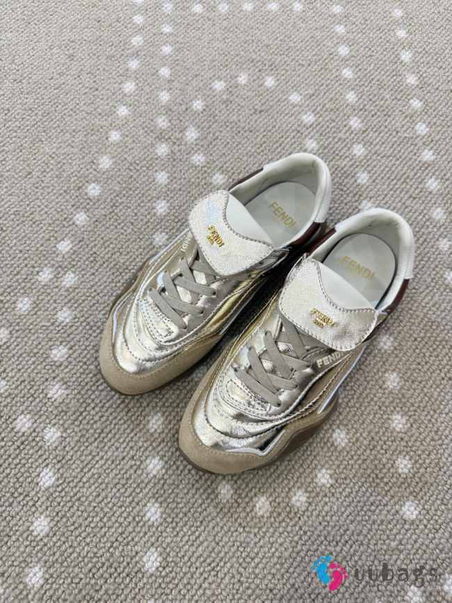 Uubags Fendi Wave Pulse Metallic Gold Sneakers Calfskin Low-tops - 1