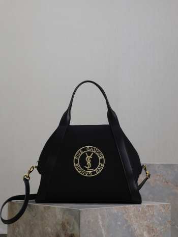 Uubags YSL rive gauche bowling tote in black canvas 42x32x18cm